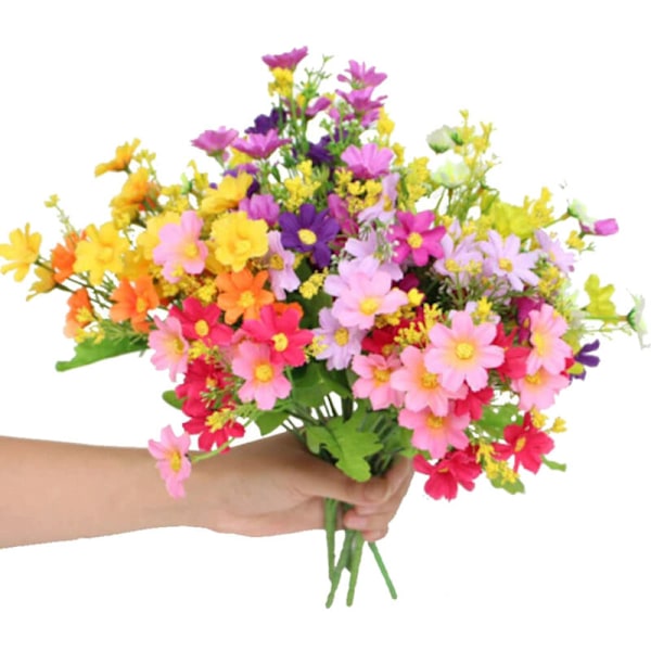 Innendørs Kunstige Blomster Faux Daisy Busker Utendørs Planter for Hengende Planter Hjem Hage 6 stk Sett
