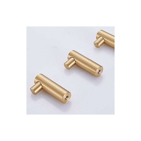 Sæt med 4 Børstet Messing Væghængte Krog 50mm x 12mm Guld Frakkekroge til Badeværelse Garderobe Håndklædeholder (L-Form)