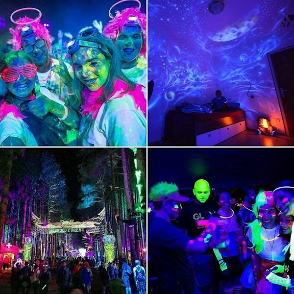Set med 2 UV LED-projektörer 100W Vattentäta IP65, Ultraviolett Belysning för Akvarium, Fest, Fluorescerande Måleri, Fluorescerande Affischer, Barer, Fester.