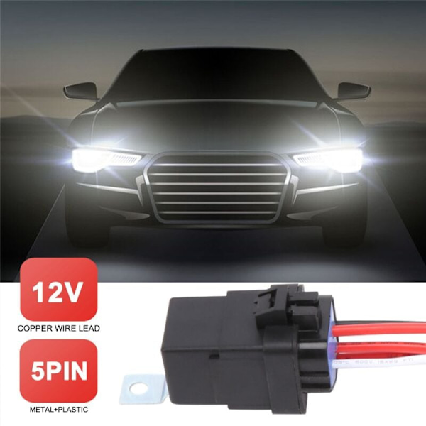 Vandtæt bilrelæ 60/80 Amp 12 Volt med 5-bens stik Heavy Duty 12 AWG relæ til autoblæser biler både