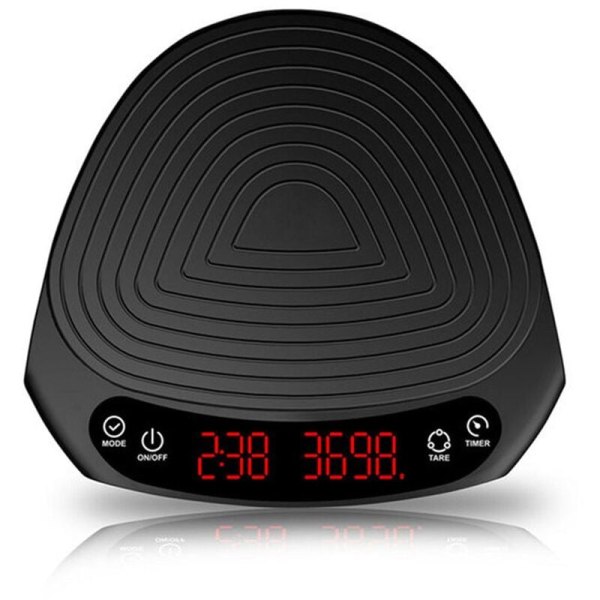 2 kg/0,1 g droppkaffeskala med timer, bärbar elektronisk digital köksskala, hög precision LED-elektronisk våg