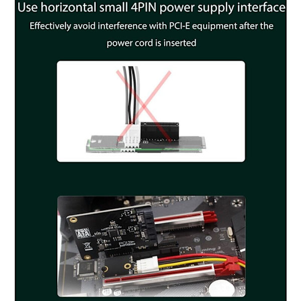 NGFF M.2 til PCI-E 4X Riser-kort M2 M Key til PCIe X4 Adapter med LED-indikator SATA Power Riser til Mining