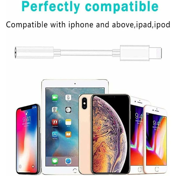 Hörlursadapter för iPhone Adapter till 3,5 mm Jack Aux Audio Hörlurskonverterare Kompatibel med iPhone 13/12/11/XS Max/XS/XR/X/8 Plus/7 Plus/7 Kompatibel