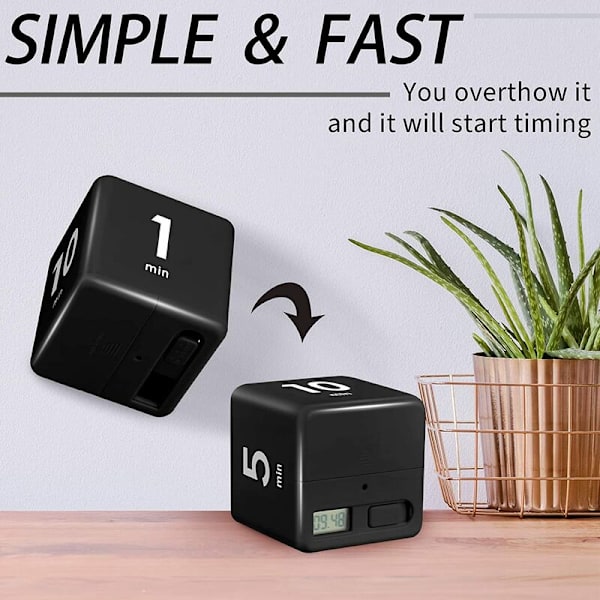 2 stk. Kvadratiske Timere Gravity Sensor Flip Timer Køkken Timer til Tidshåndtering og Nedtælling 1-3-5-10, 15-20-30-60 Minutter