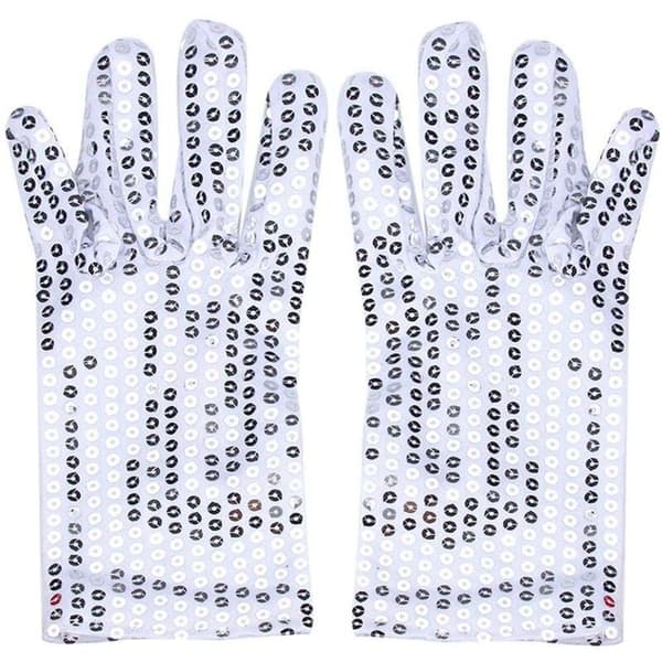 Kvinde Full Finger Sequin Show Jazz Dance Handsker Luffer (Hvid)