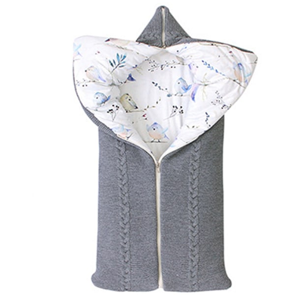 Swaddle sovsäck varm filt för sovsäck bomull stickad kuvert nyfödd swaddle wrap sovsäck -Grå