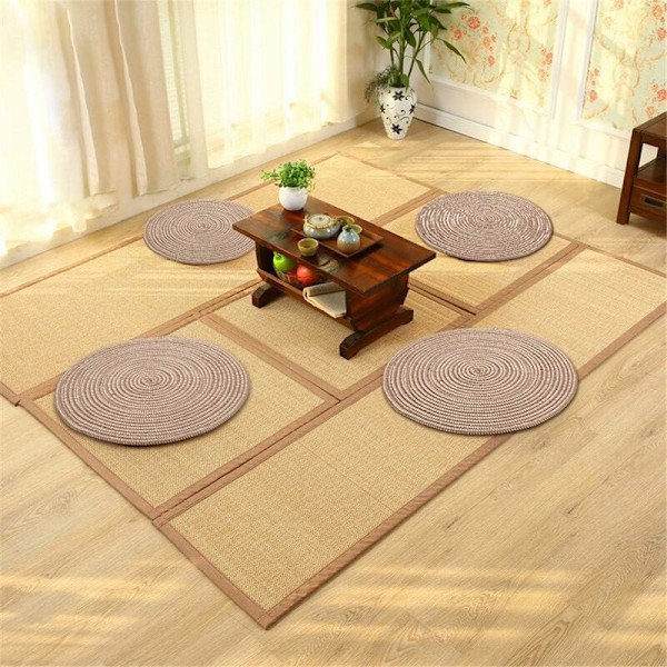 Håndvevd teppe - Rundt - for stue, soverom, bad, barnerom - Kaffe - 80 x 80 cm - Sunny