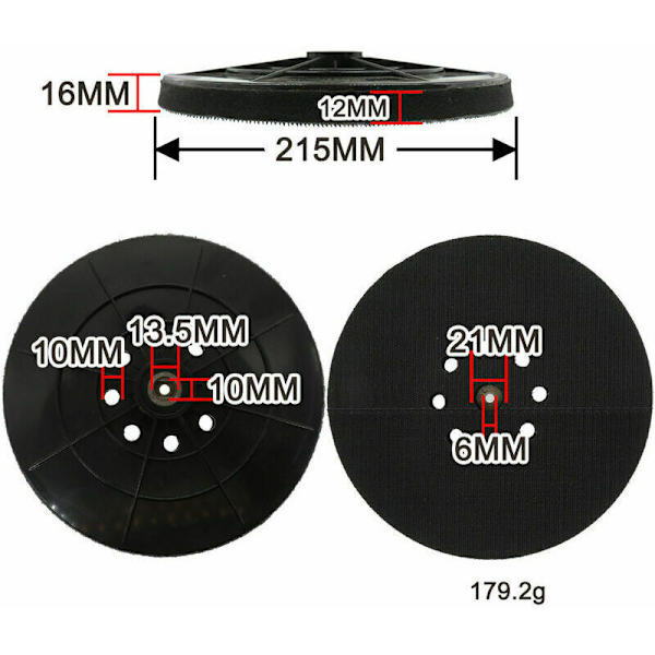 Slipepute kompatibel med Einhell TC-DW 215 TE-DW slipemaskin (Ø 215 mm)