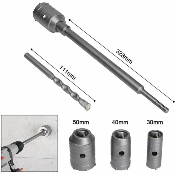 Hullsagborsett, Ø30mm, 40mm, 50mm Hullsagsett, Betongbor 350 mm SDS Plus forlengelsesstang Wolframkarbidspiss, Hullsag for murstein