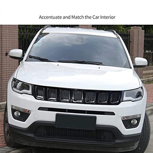 Bil Sort Front Grill Mesh Indsættelse Ringe Dækker Trim Kit til Compass MP 2017 2018 2019 2020