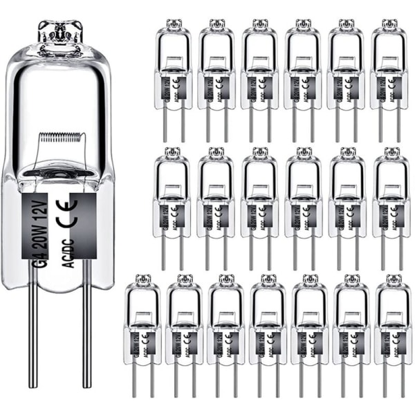 40 STK G4 12V 20W halogenlampe G4 12V pære innsatte perler Krystallhalogenlampe 20W 12V halogenpærer