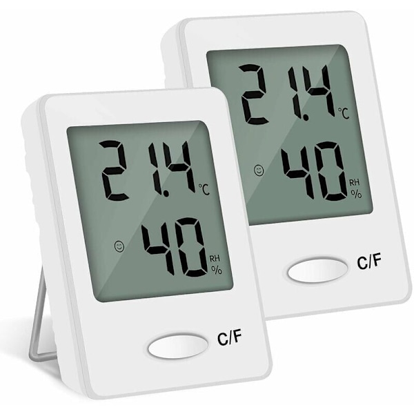 Digital Inomhus Hygrometer Termometer - Hög Precision - Bärbar (Vit) - Set om 2