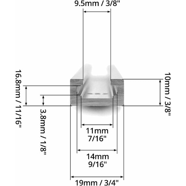 300mm Aluminium T-Spor T-Spor, T-Spor Gehrungsspor til Bordcirkel Sav, Fræser og Træbearbejdningsværktøjer, 19 x 10mm, 2 Stykker