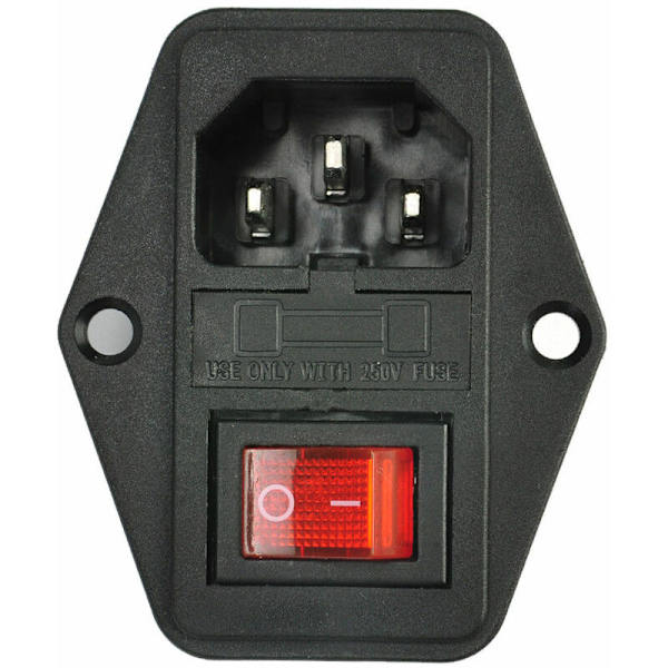 Ny 3-pin IEC320 C14 AC-inngangshannkontakt med sikringsbryter 10A 250V
