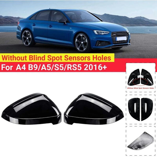 Par Glans Svart För- A4 B9 S4 A5 S5 RS5 2017-2020 Backspegel Skal Skyddskåpa Bil Styling Skal