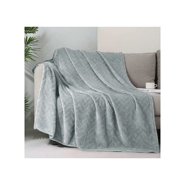 Myk plysj teppe, Queen Size sofa teppe, mykt og fluffy sofa dekorativt teppe - koselig og lett, lysegrå, 127 x 152 cm