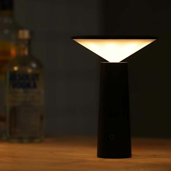 Langaton LED-pöytälamppu, USB-ladattava työpöytälamppu, langaton himmennettävä kosketus-yöpöytälamppu, 3 väriä, sisä- ja ulkokäyttöön, ravintolaan, baariin, IP54, musta