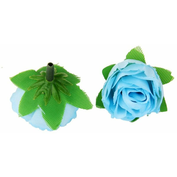 50 stk. 3 cm kunstige rosenhoveder til dekoration af bryllup og hjem (blå)