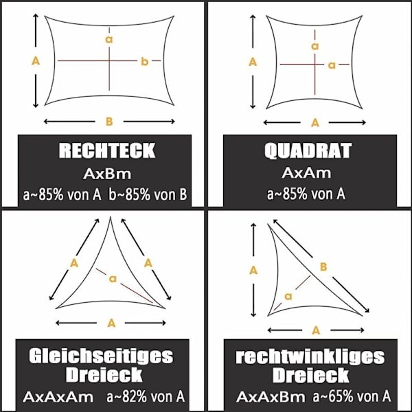 Skyggedug 3x3m Vandafvisende i 185g/㎡ Polyester Anti 95% UV Åbent solsejl til Have Terrasse Balkon Udendørs Mango Gul Rektangulær
