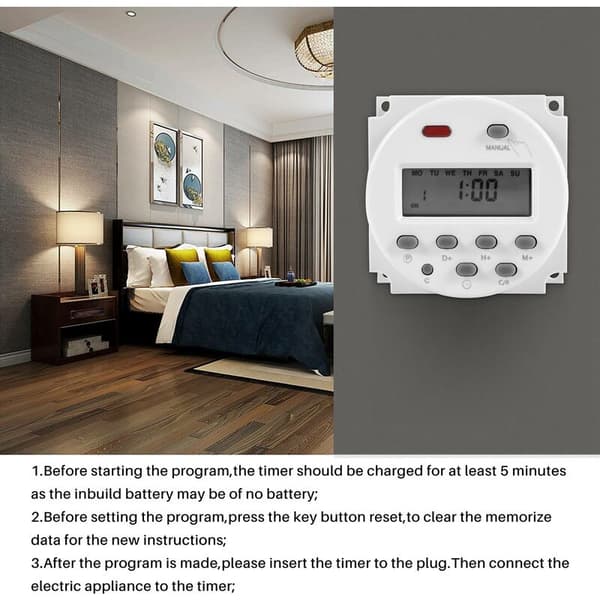 Ny LCD digital kontroll strøm programmerbar timer DC 12V 16A tidsrelébryter