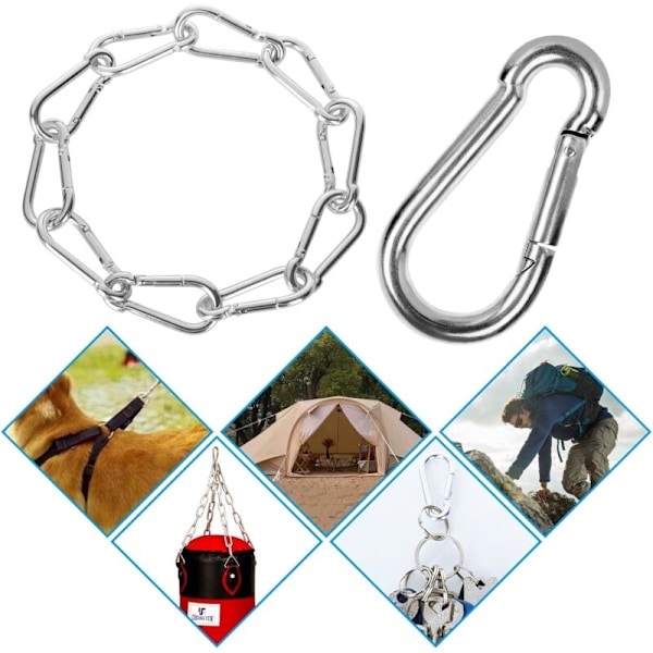 M5 Karabiner, 20 stk. Heavy Duty Festespenner - Rustfritt Stål Karabiner 100 kg/220 lb Belastningskapasitet, 304 Sving Karabinerkrok - 50 mm x φ5 mm