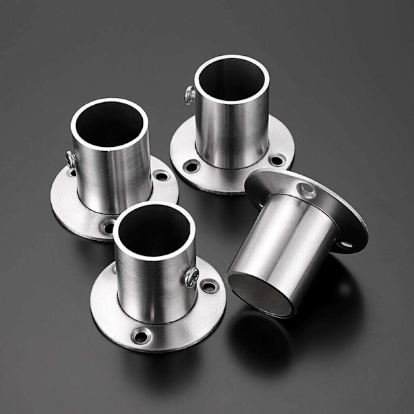 4-pack Gardinstångsbeslag, Rilsbeslag, Sockelbeslag, Gardinstångsbeslag i rostfritt stål, Flänsset, Gardinstångsändbeslag för garderob (Silver)