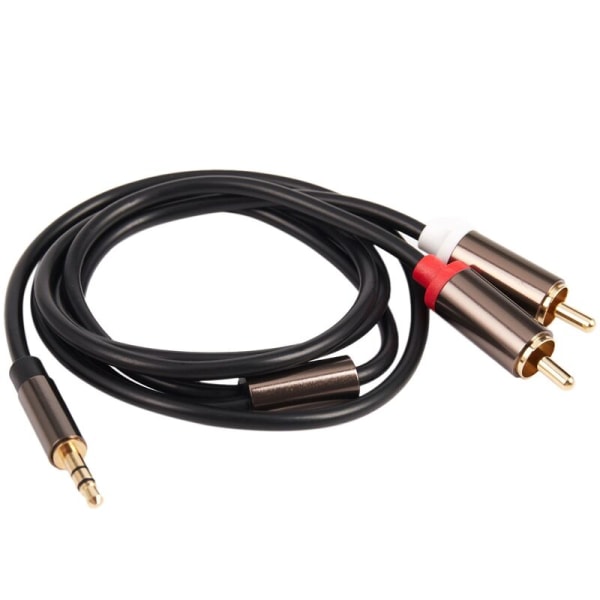 3,5 mm til 2 RCA lydkabel 3,5 mm stereo AUX splitter RCA hann til hann adapter 2 høyttalerkabel 1m