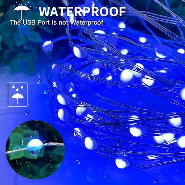 Ljusslinga 10M 100LED Vattentät Ljusslinga Inomhus och Utomhus Ljus Romantisk Dekoration för Jul, Semester, Sovrum, Uteplats, Paviljong och