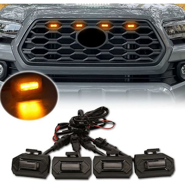 4 stk. LED Forlygtegitterlys til Off Road 2020 2021 Eksternt Gitterlampe, Gult Lys