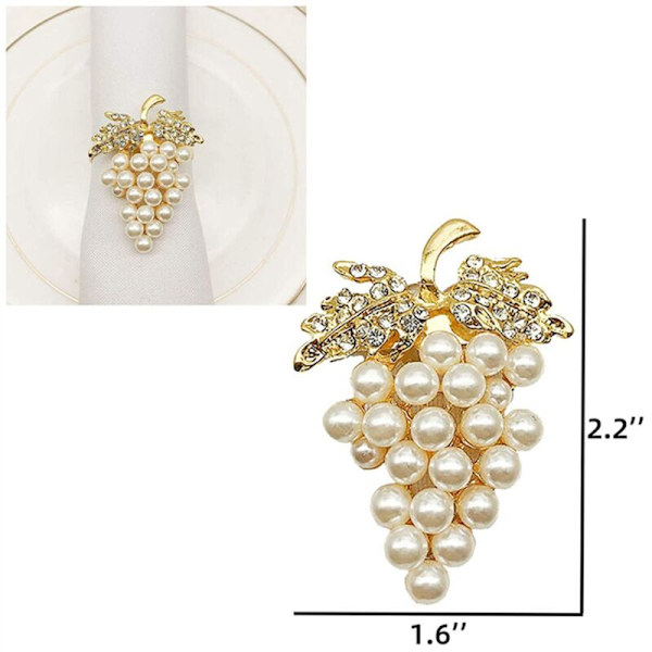 Druvset med 24 Servettringar, med Legeringsservettring Imitation Diamant Glitter och Pärla Inlagd