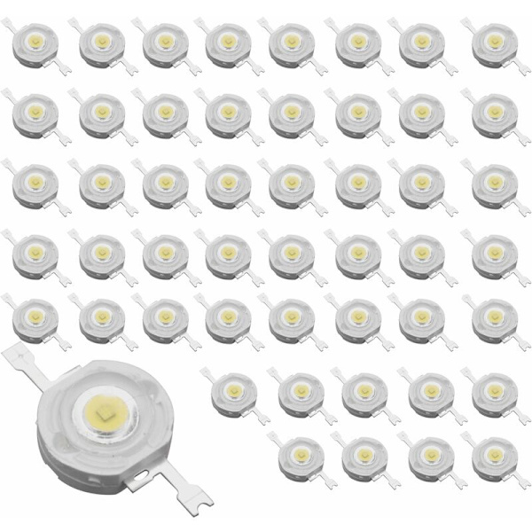 50 stk. 1W Diode Høj Effekt Cool White Led Perler 1 Watt Lampe Chip 3V-3.4V