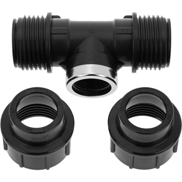 T-forbindelse med hun-gevind i polyethylen 32 mm x 1” til vandingssystem