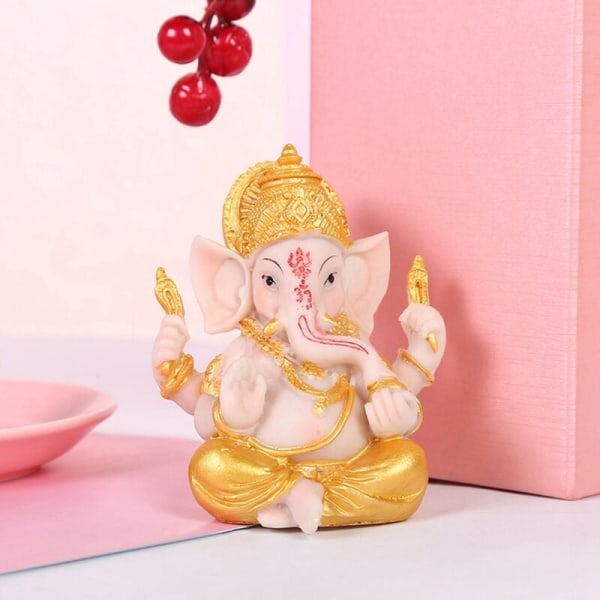 Haidianzi Gull Lord Ganesha Statue Elefant Gud Skulpturer Figurer