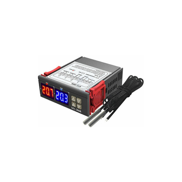 Dobbel digital display termostat temperaturregulator med dobbel NTC probe reléutgang, DC 24V - DC 24V