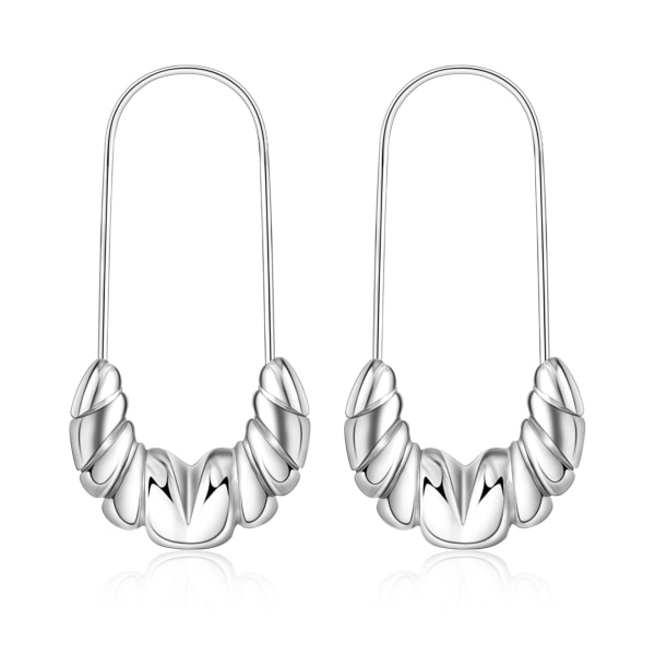 Sterling Silver Hoop Örhängen för kvinnor, 14K Vitguld Örhängen Hypoallergena Chunky Huggie Silver Hoops Små mode snygga örhängen