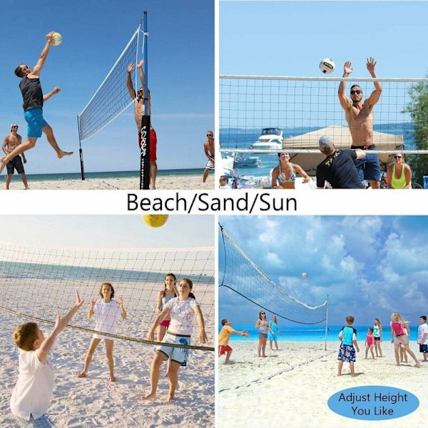 Volleyballnet til udskiftning - Standardstørrelse (9,5 m x 1 m) - med stålkabel - forstærkede sideremse - til strand, have, pool, indendørs og udendørs (Ne