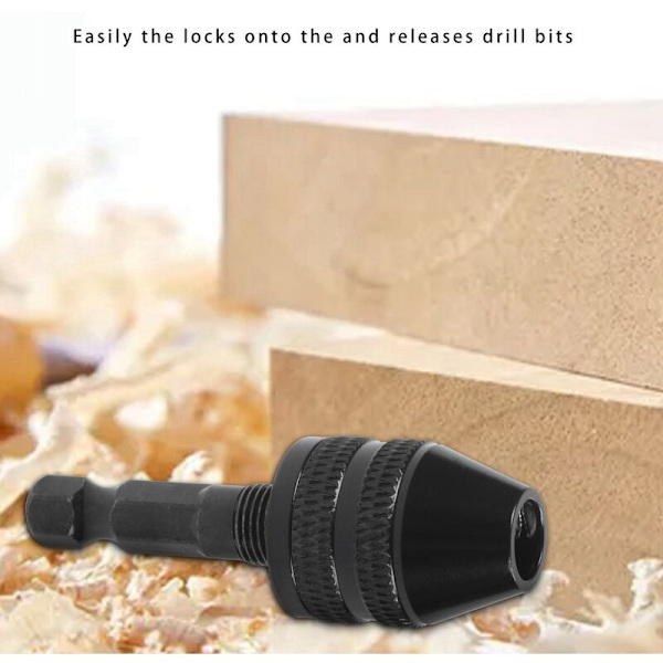 0,3-3,6 mm slagchucknyckellös skruvmejseladapter 1/4\" skaft svart borr