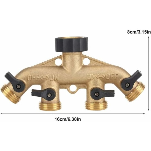 3/4 tommers messing 4 rørs slangedeler dysebryter kran koblinger krandeler slange adapter kran koblinger for hage vanning (europeisk tråd)