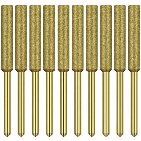 10 st Elektrisk Kedjesågsslipsten Slipfil, Titanpläterade Diamant Slipstenar (4,0 mm)