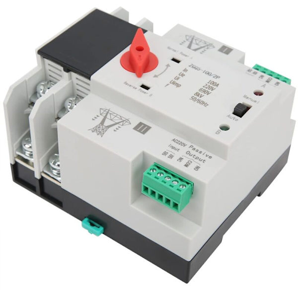 Automatisk källa byte, 2-vägs obrytbart dubbelt ström automatisk överföringsbrytare ZGQ5-100/2P 220V DIN-skena installation