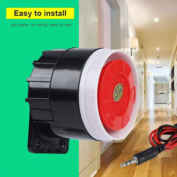 DC 12V Mini Johdotettu Sireeni 110 DB Kotivarmuus Äänihälytysjärjestelmä Turvajärjestelmä