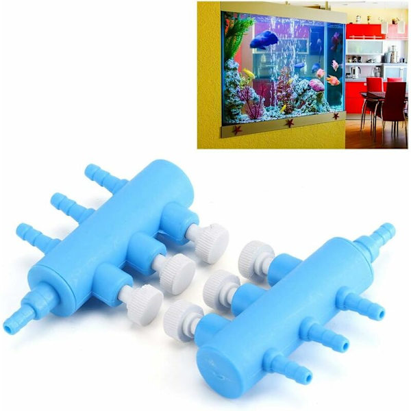 Akvarie Luftpumpe Diverter Ventil, Akvarie Plast Akvarie Oxygen Pumpe Adapter(3 Vejs 2STK)
