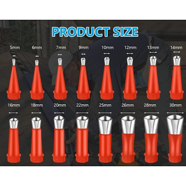 Rustfritt stål fugepistol applikator, 19PCS Universal innebygd gummidyse verktøy, fugepistol dyse fugepistol verktøy for kjøkken, bad, AA