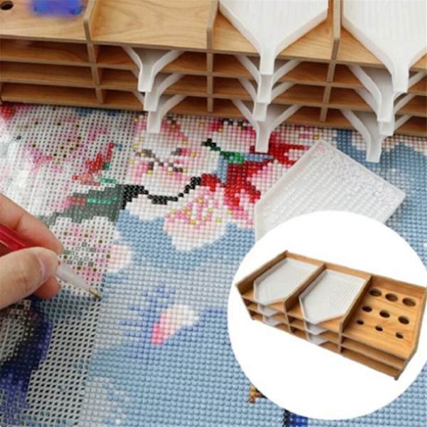 5D DIY Diamant Multi-lags Stativ Maleri Værktøj Opbevaringsbakke Boremaskine Pennearrangør Broderi Dele-Stil 1, 16 Gitter