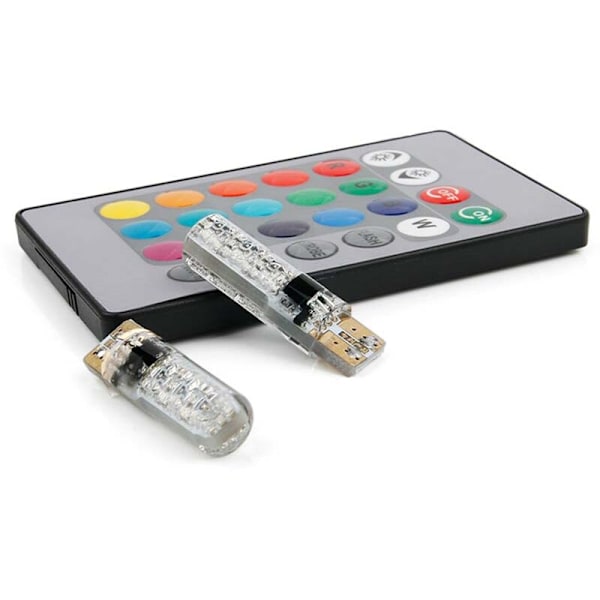 T10 5050 6SMD RGB 2 kpl LED Monivärinen Lamppu Auton Kiila Autovalolamppuja Välkkyvä Kaukosäädin
