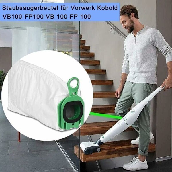 10 kpl pölypusseja Vorwerk Kobold VB100 VB 100 FP100 FP 100 imurille, vaihto-pölypussipaketti, vorwerk-imurin pölypussi