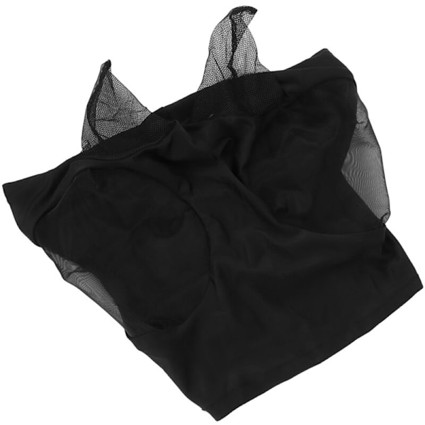Hästflugnät Mask Andningsbar Elastisk Hästmask med Öron Skydd Ridutrustning Svart
