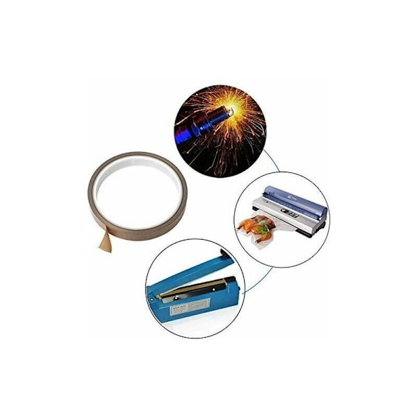 2 kpl korkean lämpötilan teippiä, PTFE-liima-teippiä, Teflon-teippiä, PTFE-pinnoitettua lasikankaan liima-teippiä, 13 mm x 10 m