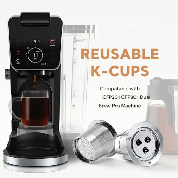Återanvändbar K-kopp kompatibel med Ninja CFP201 CFP301 Dual Brew Pro-maskin