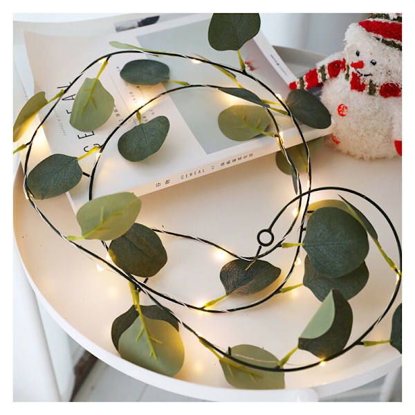 Ljusslinga med murgröna, 10 m, 100 LED-lampor, varmt vitt ljus